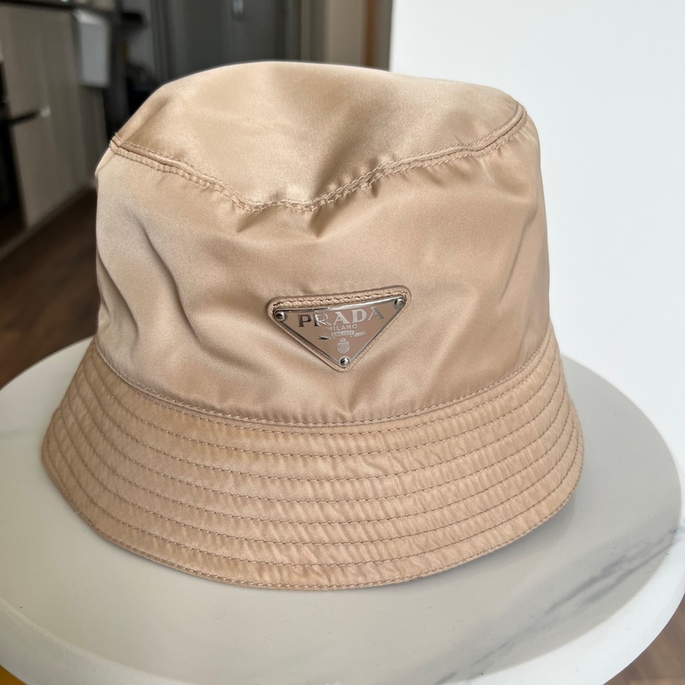 Tan Prada Bucket Hat
